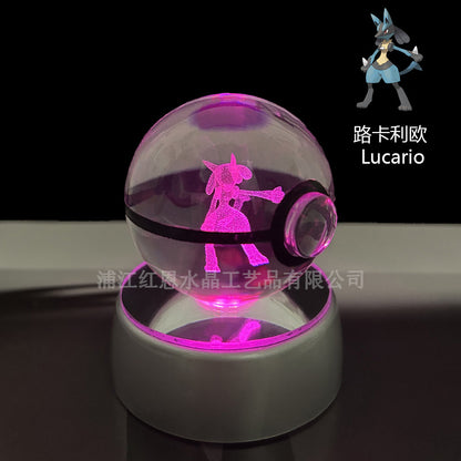 crystal poké ball pokéball 3d pokemon inner carving crystal ball glow ornament birthday gift wholesale