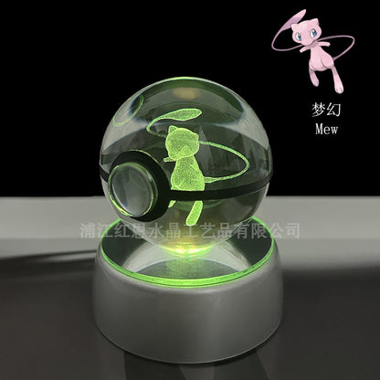 crystal poké ball pokéball 3d pokemon inner carving crystal ball glow ornament birthday gift wholesale