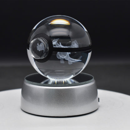 Popular Sun Moon Couple Eevee Creative 3D Pokémon Crystal Ball Cross-border Colorful Luminous Children's Gift