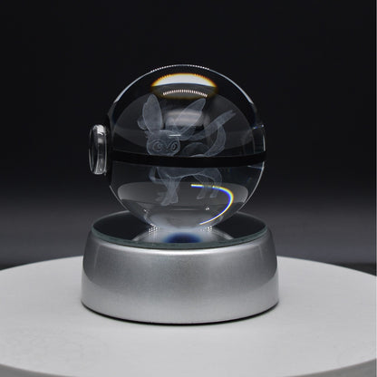 Popular Sun Moon Couple Eevee Creative 3D Pokémon Crystal Ball Cross-border Colorful Luminous Children's Gift