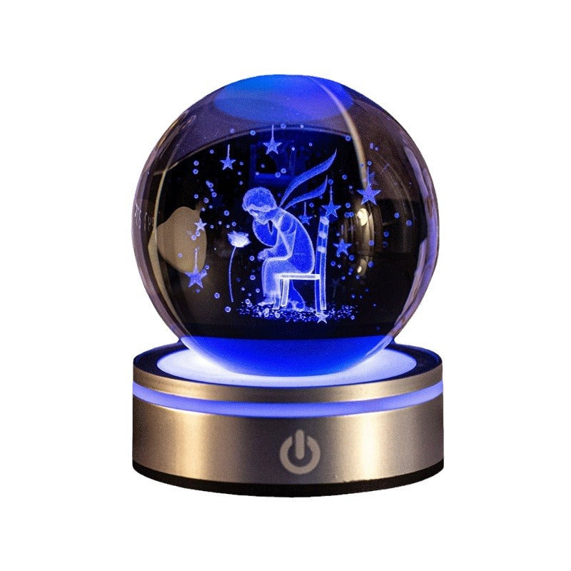 Internet celebrity crystal ball three-dimensional night light RGB color light atmosphere creative LED lamp small round crystal ball gift lamp