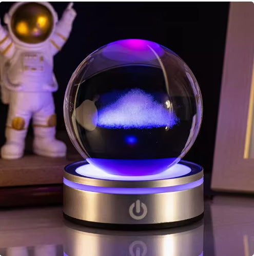 Internet celebrity crystal ball three-dimensional night light RGB color light atmosphere creative LED lamp small round crystal ball gift lamp