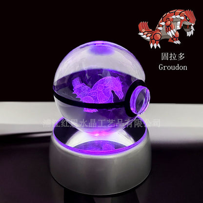 crystal poké ball pokéball 3d pokemon inner carving crystal ball glow ornament birthday gift wholesale