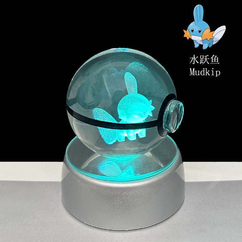crystal poké ball pokéball 3d pokemon inner carving crystal ball glow ornament birthday gift wholesale