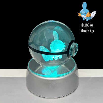 crystal poké ball pokéball 3d pokemon inner carving crystal ball glow ornament birthday gift wholesale