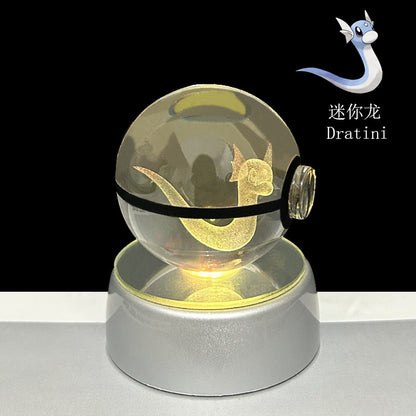 crystal poké ball pokéball 3d pokemon inner carving crystal ball glow ornament birthday gift wholesale