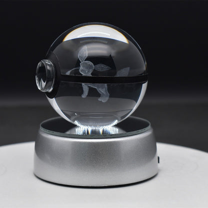 Popular Sun Moon Couple Eevee Creative 3D Pokémon Crystal Ball Cross-border Colorful Luminous Children's Gift