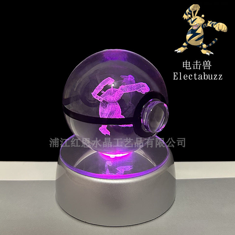 crystal poké ball pokéball 3d pokemon inner carving crystal ball glow ornament birthday gift wholesale