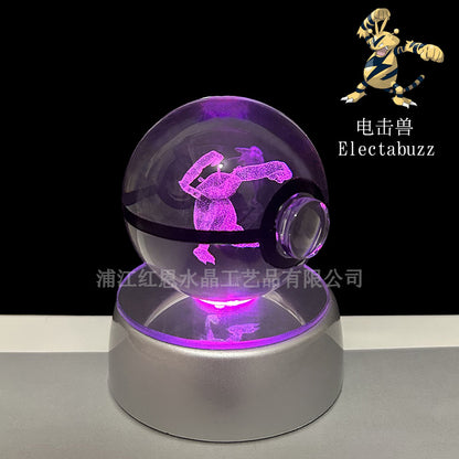 crystal poké ball pokéball 3d pokemon inner carving crystal ball glow ornament birthday gift wholesale