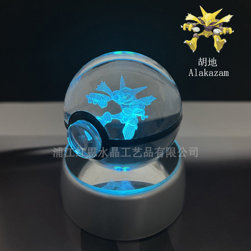 crystal poké ball pokéball 3d pokemon inner carving crystal ball glow ornament birthday gift wholesale