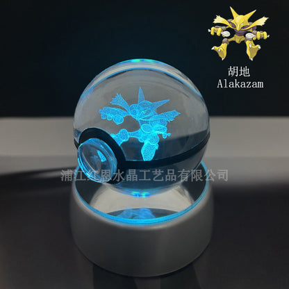 crystal poké ball pokéball 3d pokemon inner carving crystal ball glow ornament birthday gift wholesale