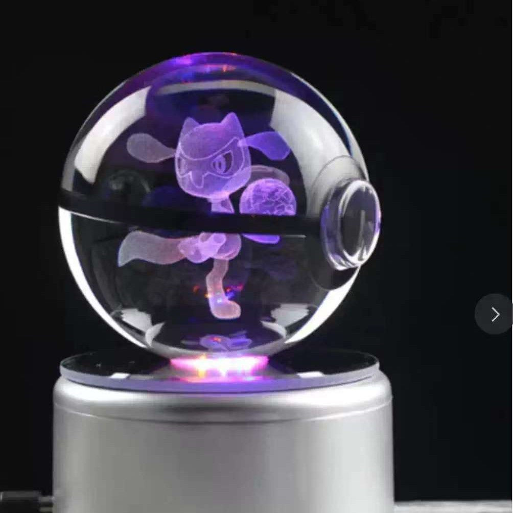 crystal poké ball pokéball 3d pokemon inner carving crystal ball glow ornament birthday gift wholesale