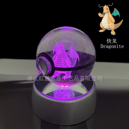 crystal poké ball pokéball 3d pokemon inner carving crystal ball glow ornament birthday gift wholesale