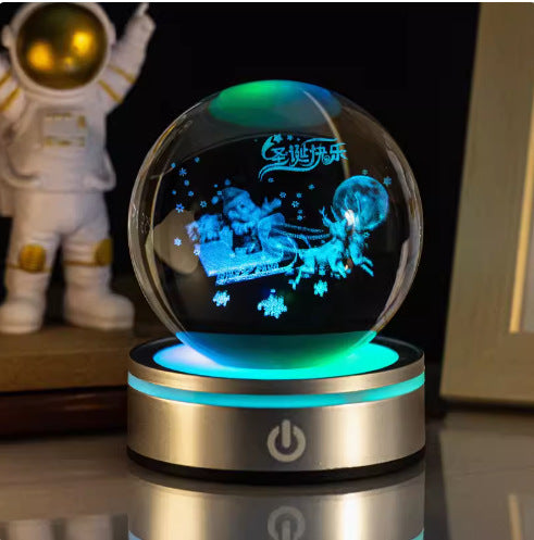 Internet celebrity crystal ball three-dimensional night light RGB color light atmosphere creative LED lamp small round crystal ball gift lamp