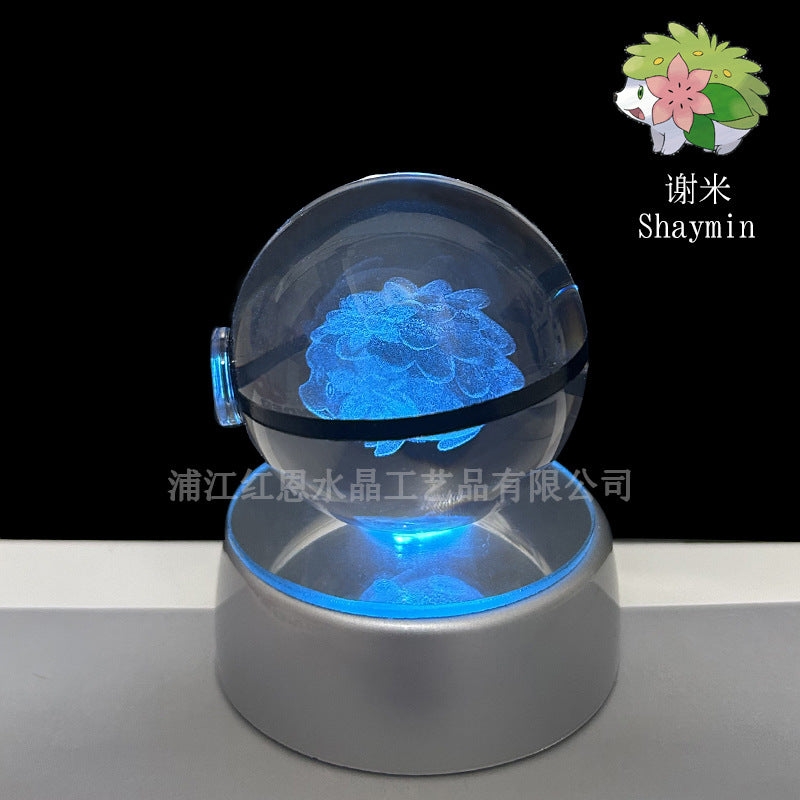 crystal poké ball pokéball 3d pokemon inner carving crystal ball glow ornament birthday gift wholesale