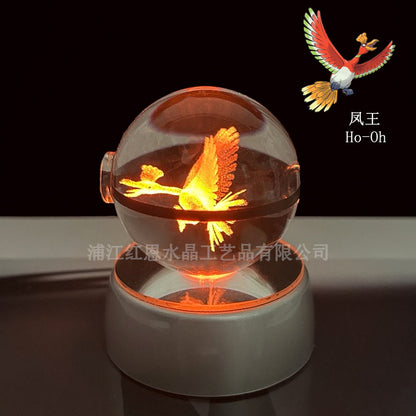 crystal poké ball pokéball 3d pokemon inner carving crystal ball glow ornament birthday gift wholesale