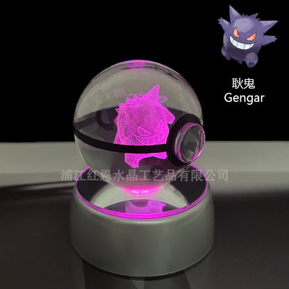 crystal poké ball pokéball 3d pokemon inner carving crystal ball glow ornament birthday gift wholesale