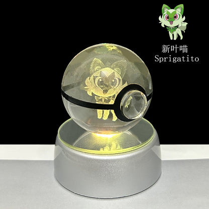 crystal poké ball pokéball 3d pokemon inner carving crystal ball glow ornament birthday gift wholesale