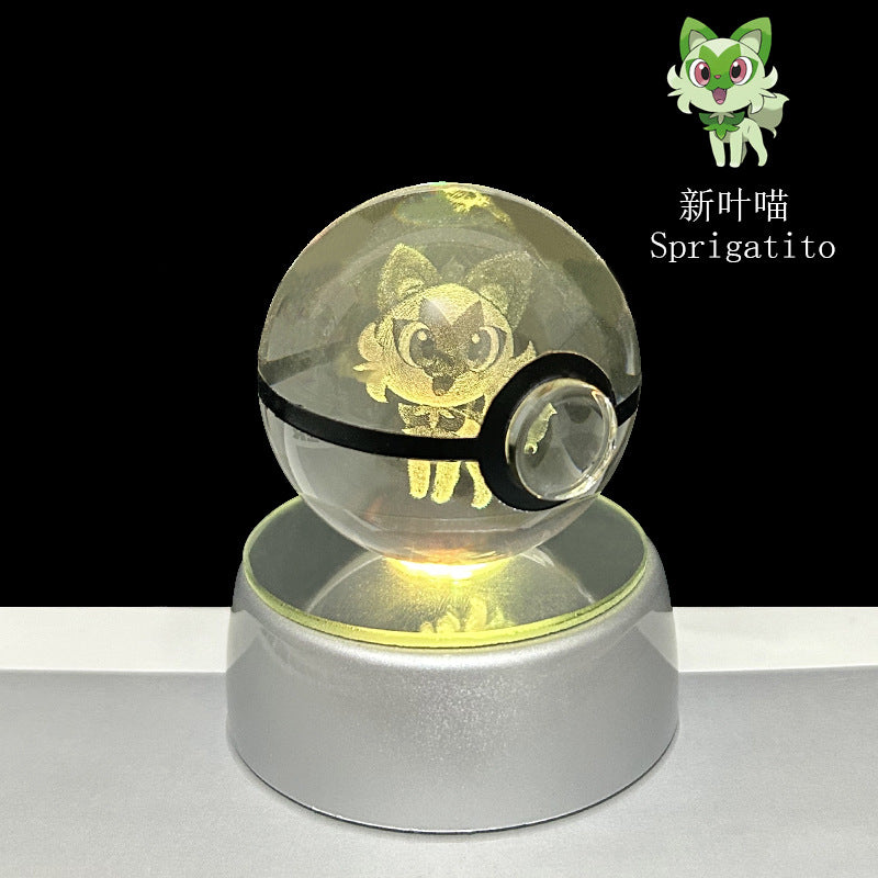 crystal poké ball pokéball 3d pokemon inner carving crystal ball glow ornament birthday gift wholesale