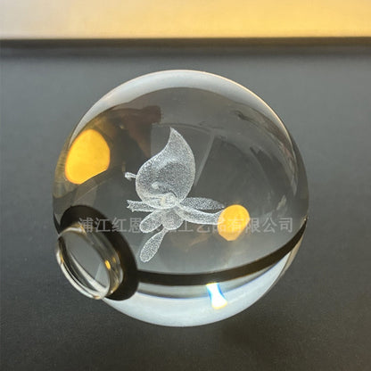 crystal poké ball pokéball 3d pokemon inner carving crystal ball glow ornament birthday gift wholesale