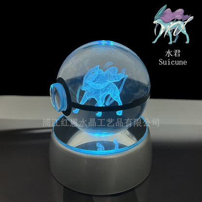 crystal poké ball pokéball 3d pokemon inner carving crystal ball glow ornament birthday gift wholesale