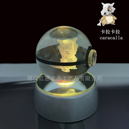 crystal poké ball pokéball 3d pokemon inner carving crystal ball glow ornament birthday gift wholesale