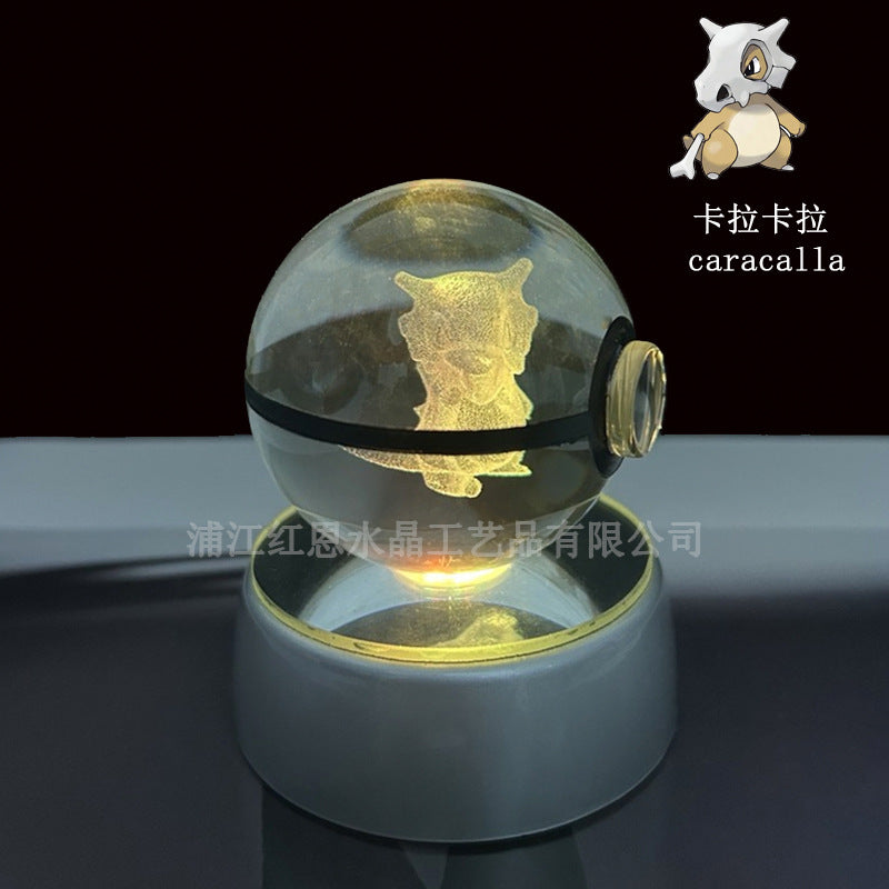 crystal poké ball pokéball 3d pokemon inner carving crystal ball glow ornament birthday gift wholesale