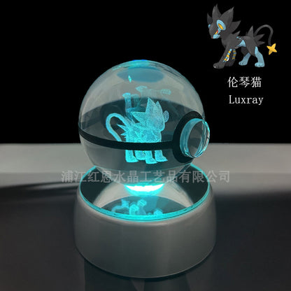 crystal poké ball pokéball 3d pokemon inner carving crystal ball glow ornament birthday gift wholesale