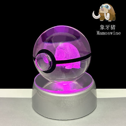 crystal poké ball pokéball 3d pokemon inner carving crystal ball glow ornament birthday gift wholesale