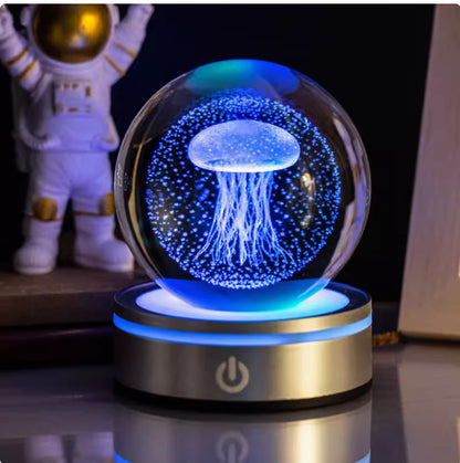 Internet celebrity crystal ball three-dimensional night light RGB color light atmosphere creative LED lamp small round crystal ball gift lamp