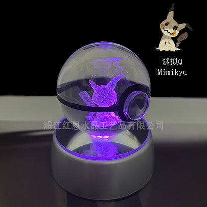 crystal poké ball pokéball 3d pokemon inner carving crystal ball glow ornament birthday gift wholesale