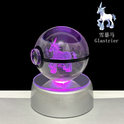 crystal poké ball pokéball 3d pokemon inner carving crystal ball glow ornament birthday gift wholesale