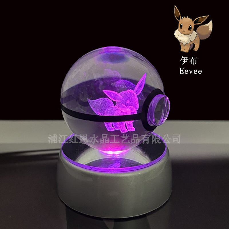 crystal poké ball pokéball 3d pokemon inner carving crystal ball glow ornament birthday gift wholesale