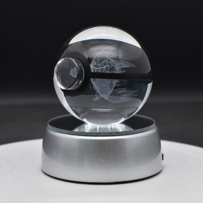 Popular Sun Moon Couple Eevee Creative 3D Pokémon Crystal Ball Cross-border Colorful Luminous Children's Gift