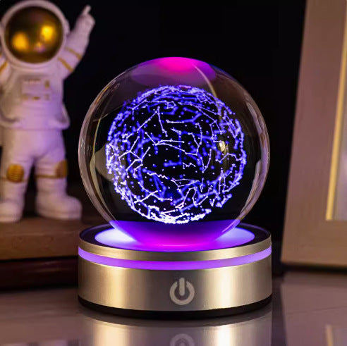 Internet celebrity crystal ball three-dimensional night light RGB color light atmosphere creative LED lamp small round crystal ball gift lamp