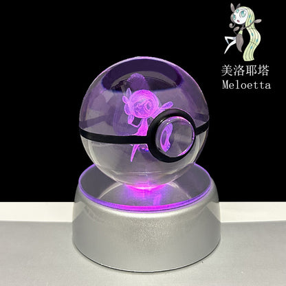 crystal poké ball pokéball 3d pokemon inner carving crystal ball glow ornament birthday gift wholesale