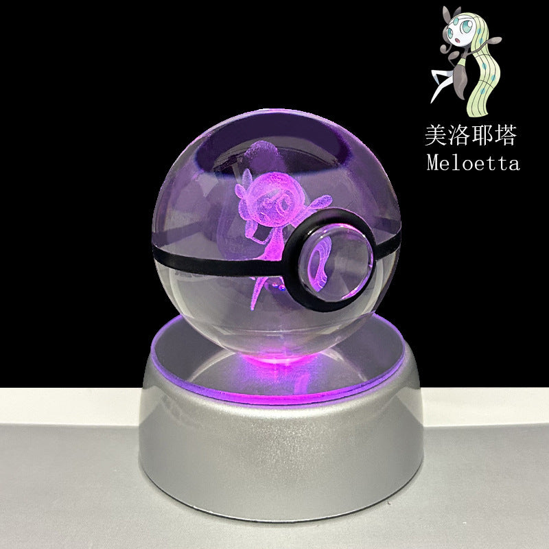 crystal poké ball pokéball 3d pokemon inner carving crystal ball glow ornament birthday gift wholesale
