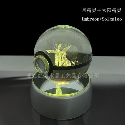 crystal poké ball pokéball 3d pokemon inner carving crystal ball glow ornament birthday gift wholesale