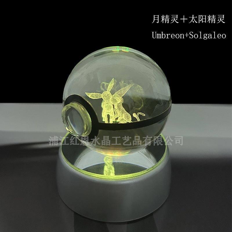 crystal poké ball pokéball 3d pokemon inner carving crystal ball glow ornament birthday gift wholesale