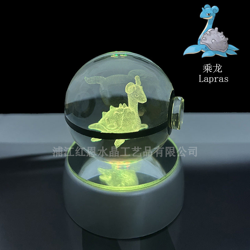 crystal poké ball pokéball 3d pokemon inner carving crystal ball glow ornament birthday gift wholesale