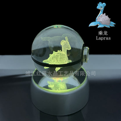 crystal poké ball pokéball 3d pokemon inner carving crystal ball glow ornament birthday gift wholesale