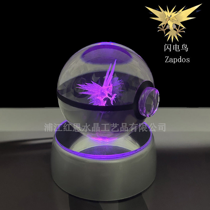 crystal poké ball pokéball 3d pokemon inner carving crystal ball glow ornament birthday gift wholesale