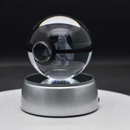 Popular Sun Moon Couple Eevee Creative 3D Pokémon Crystal Ball Cross-border Colorful Luminous Children's Gift