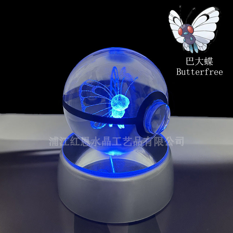 crystal poké ball pokéball 3d pokemon inner carving crystal ball glow ornament birthday gift wholesale