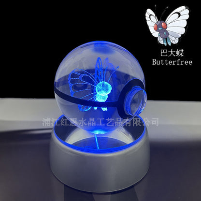 crystal poké ball pokéball 3d pokemon inner carving crystal ball glow ornament birthday gift wholesale