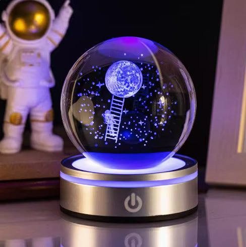 Internet celebrity crystal ball three-dimensional night light RGB color light atmosphere creative LED lamp small round crystal ball gift lamp