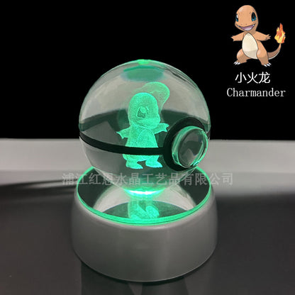 crystal poké ball pokéball 3d pokemon inner carving crystal ball glow ornament birthday gift wholesale