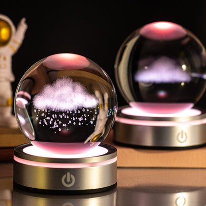 Internet celebrity crystal ball three-dimensional night light RGB color light atmosphere creative LED lamp small round crystal ball gift lamp
