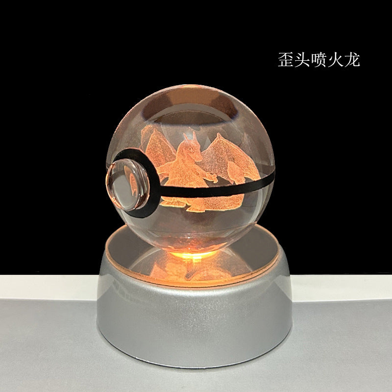 crystal poké ball pokéball 3d pokemon inner carving crystal ball glow ornament birthday gift wholesale