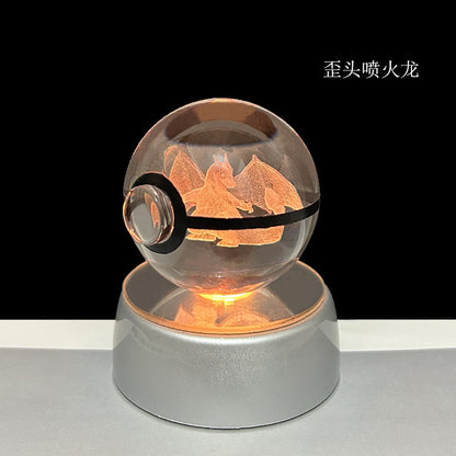 crystal poké ball pokéball 3d pokemon inner carving crystal ball glow ornament birthday gift wholesale